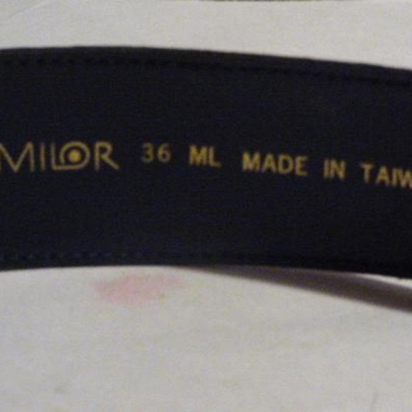 Milor Navy Croc Embossed Leather Gold Buckle Belt